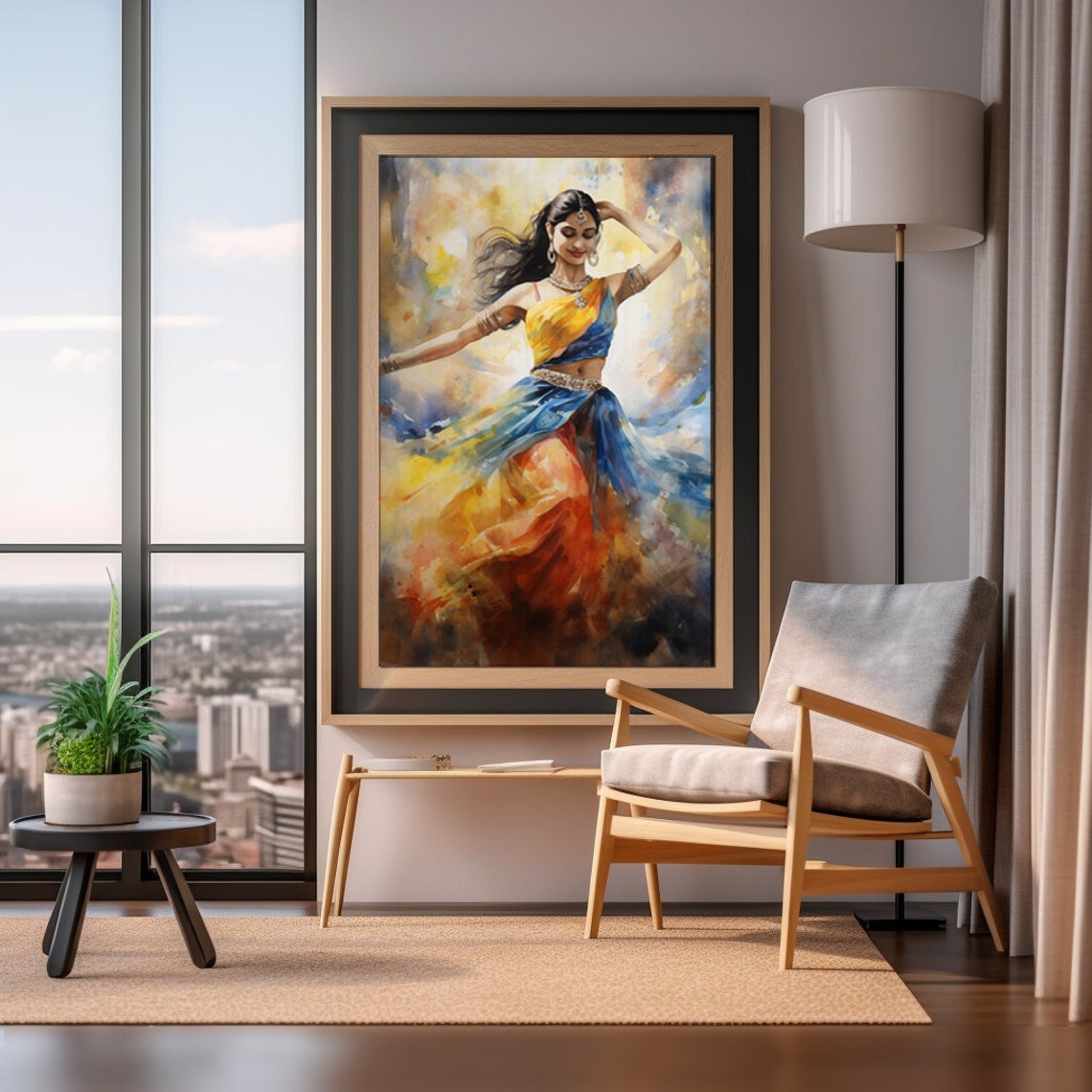 Young Woman Bollywood Dance Watercolor Print Traditional Indian Woman Artwork Hindu Woman Painting Bengali Girl Dance Art Piece - Image 2