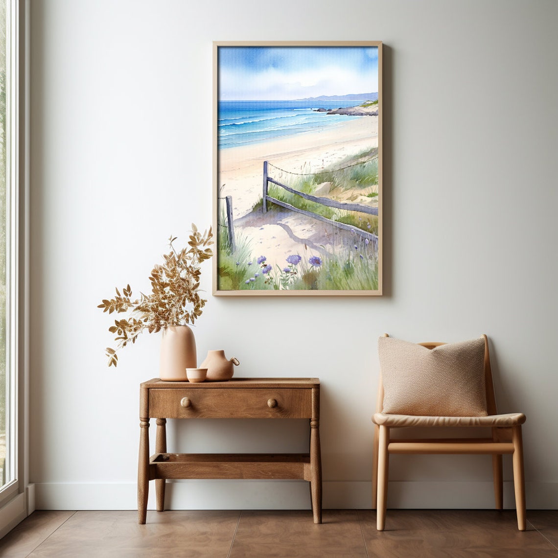 Beach Path Through Dunes Watercolor Ocean Coastal Painting Poster - Image 2
