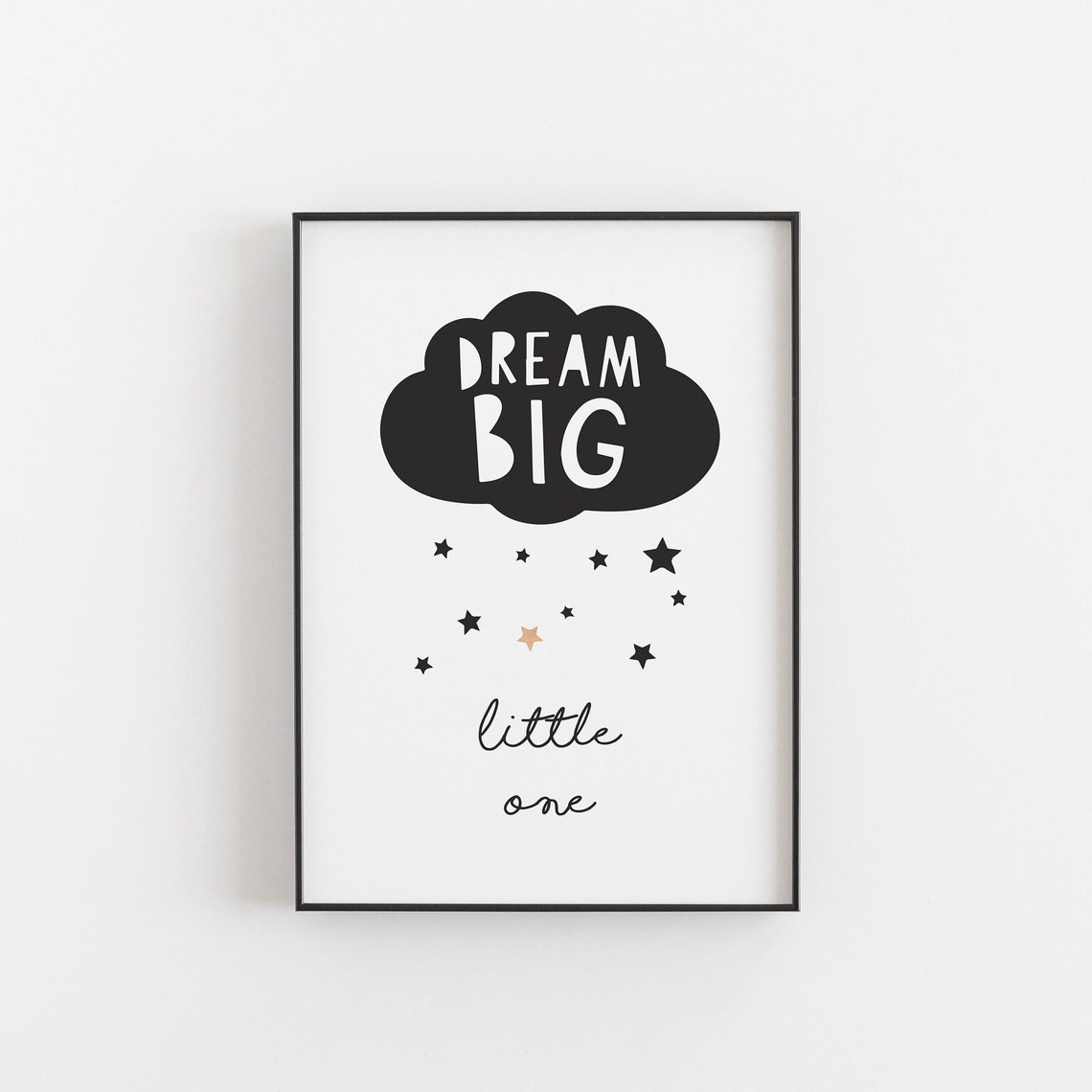 Dream Big Black Cloud Nursery Typography Star Kid Room Poster - Image 4