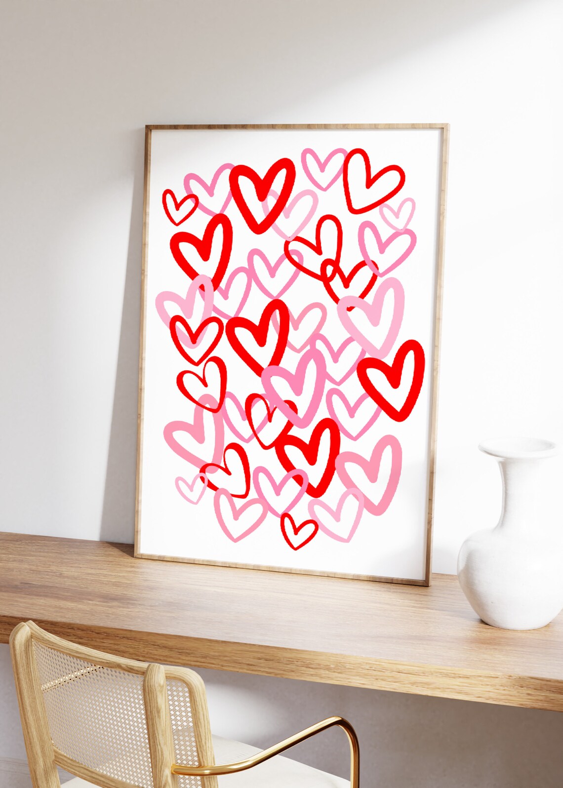Hearts Pink Red Preppy Love Wall Art Print - Image 2