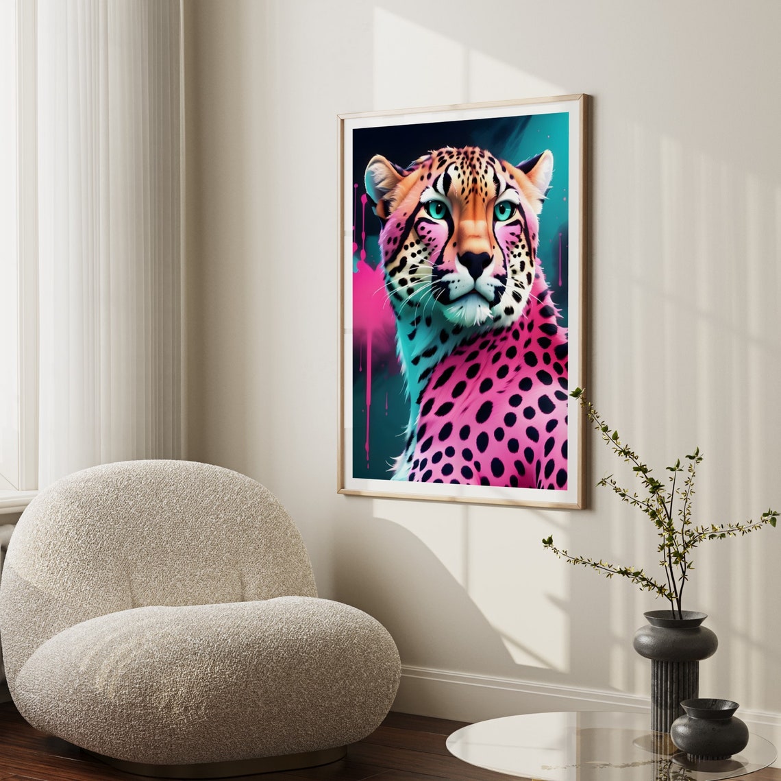 Pink Cheetah Wall Art Preppy Room Decor Maximalist Decor Boho Print Leopard Poster Trendy Wall Art Funky College Dorm Decor - Image 2