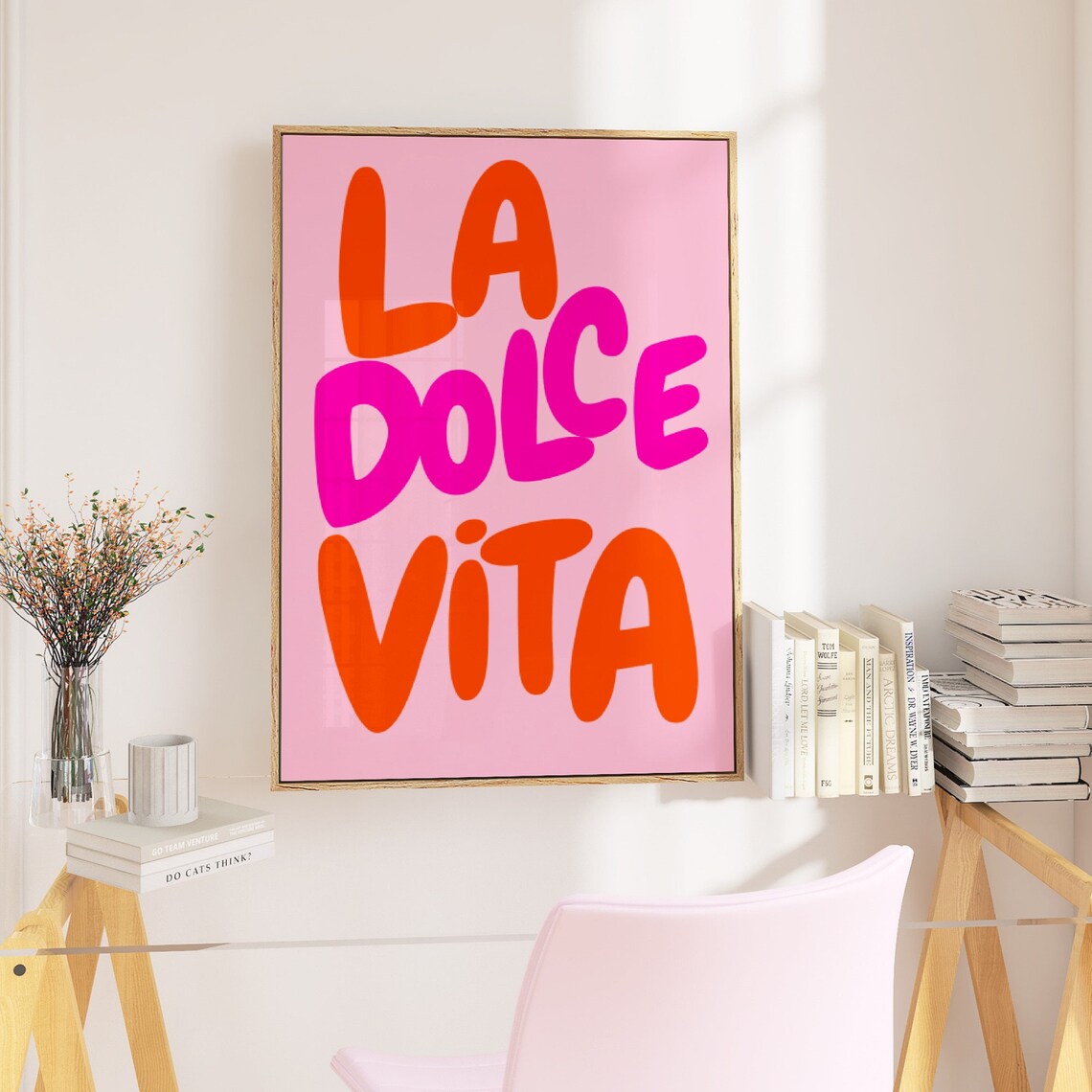 Dolce Vita Pink Orange Typography Art Print - Image 2