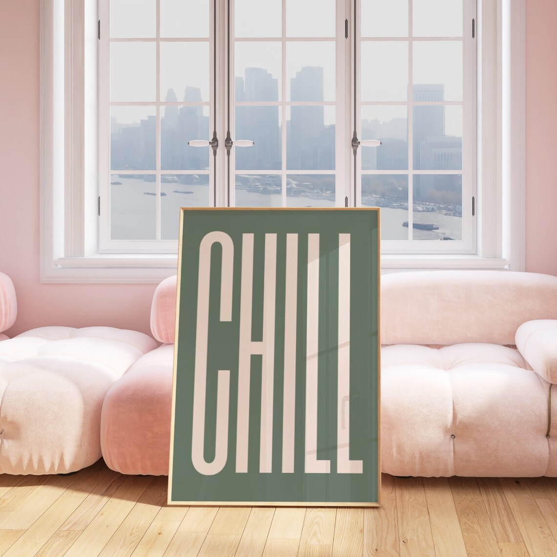 Chill Cream Tall Typography Sage Green Minimalist Quote Poster - Image 4