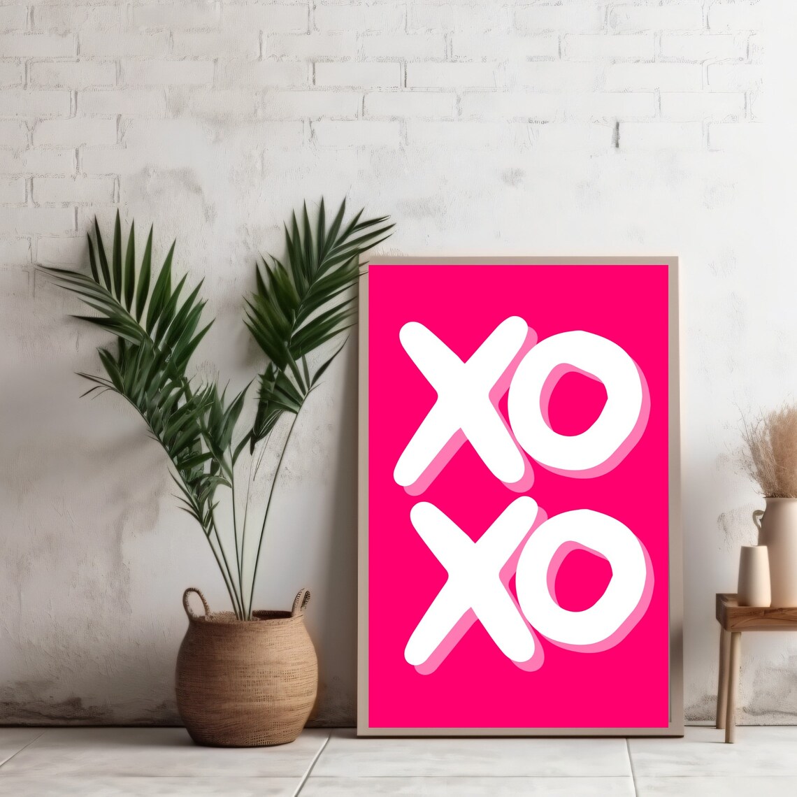 XOXO Hot Pink Preppy Valentine Typography Sweet Love Gift Poster - Image 3