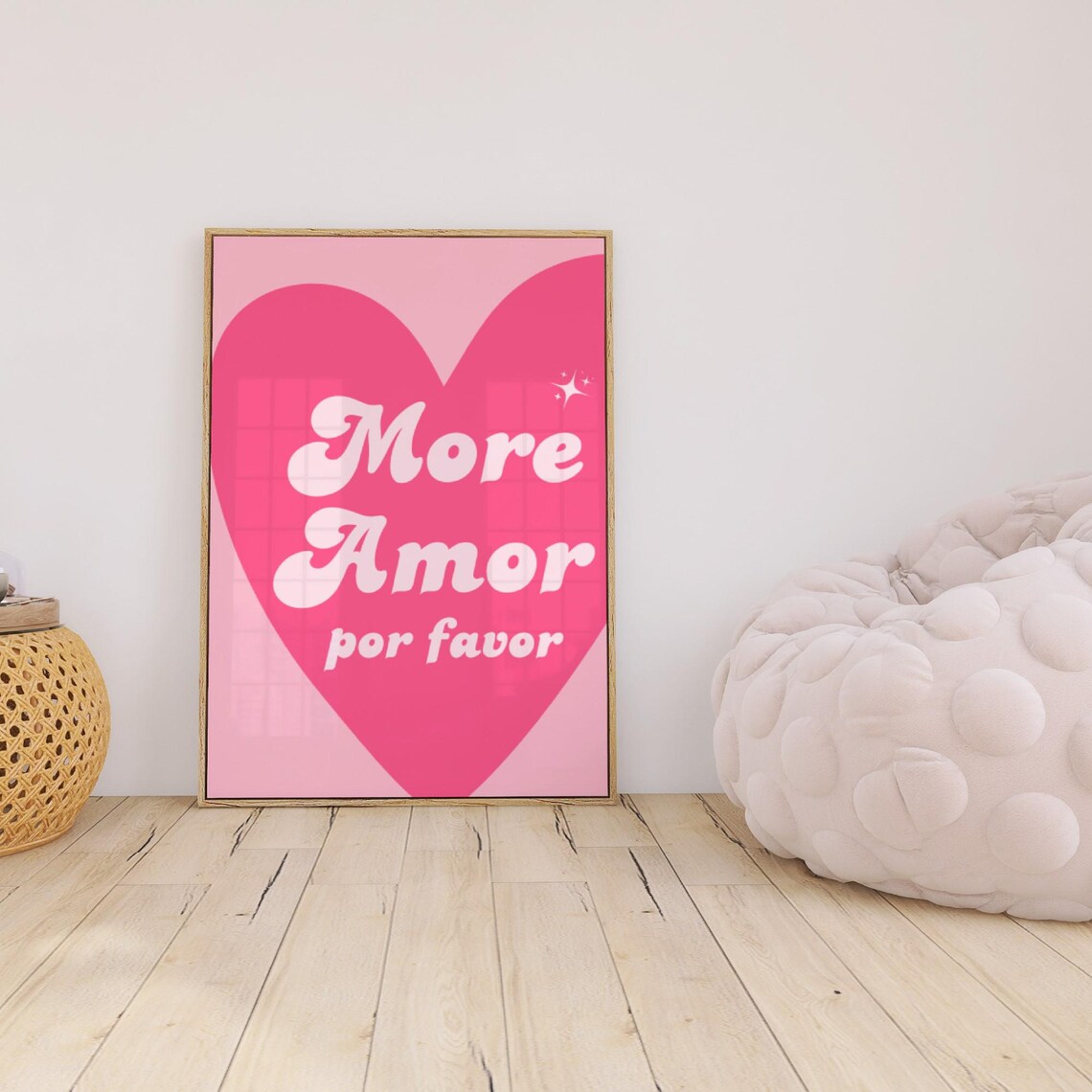 More Amor Por Favor Pink Heart Love Spanish Retro Typography Poster - Image 2
