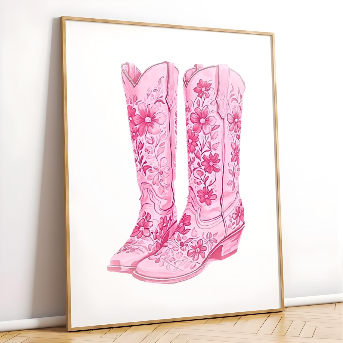 Pink Cowboy Boots Print Pink Coastal Cowgirl Boot Orint Granddaughter Print Preppy Chinoiserie Nursery Art Dorm Room Poster
