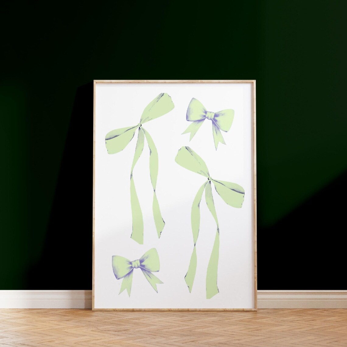 Sage Green Watercolor Bows Poster Coquette Girl Room Decor Preppy