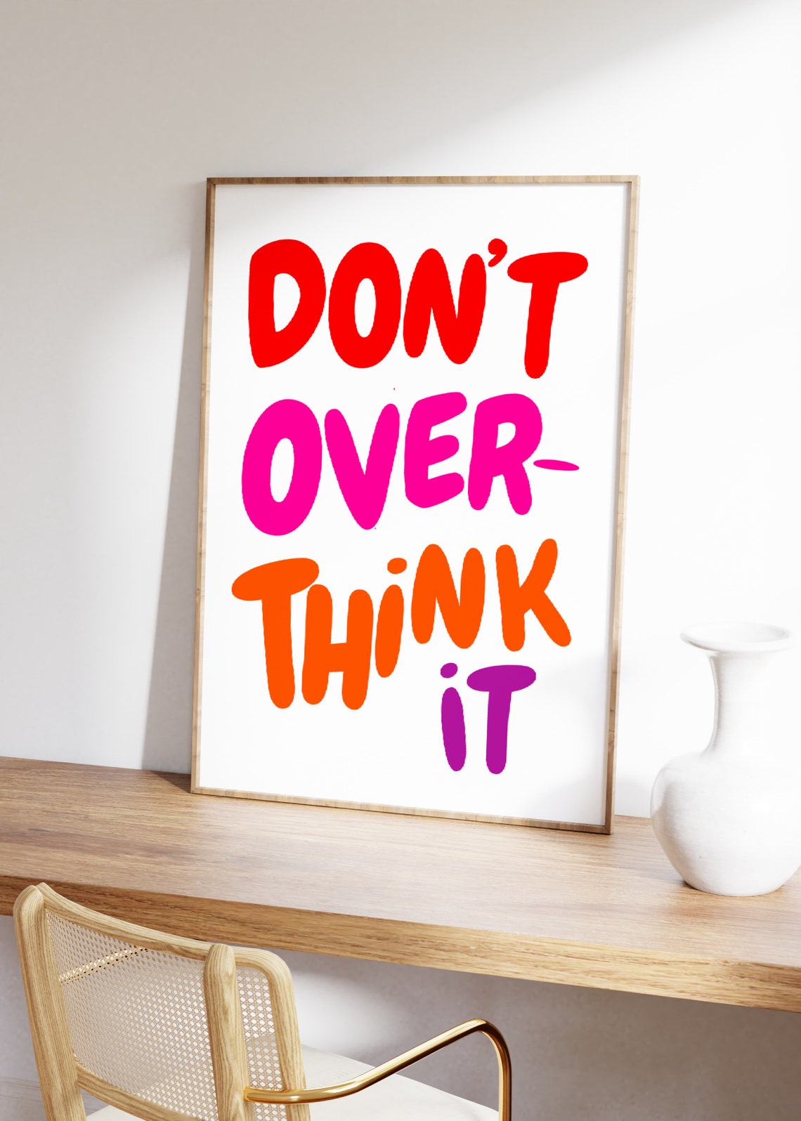 Don't Overthink It Rainbow Bubble Letter Colorful Dorm Poster - Image 2