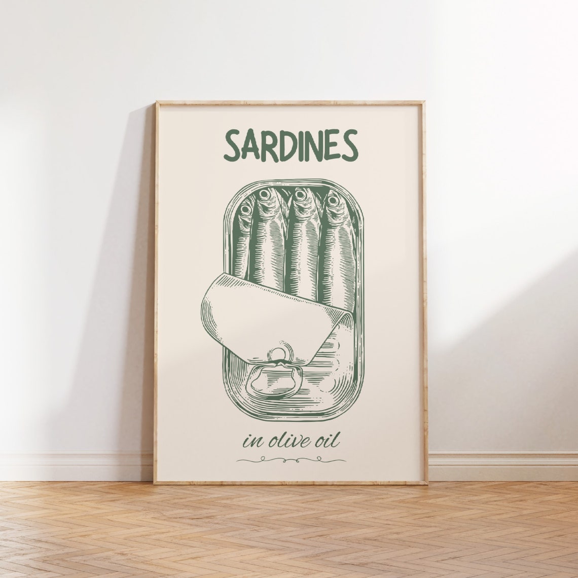 Sardines In Olive Oil Green Cream Vintage Tin Kitchen Wall Print - Image 4