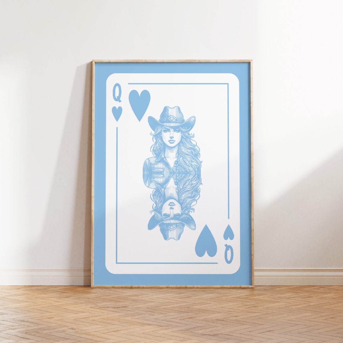 Blue Cowgirl Print Preppy Wall Art Coastal Cowgirlposter Ace Of Hearts Card Lucky Girl Syndrome College Apartment Decor Girly Dorm Room