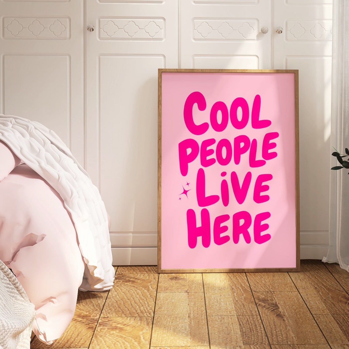 Cool People Live Here Hot Pink Retro Typography Dorm Quote Poster - Image 3