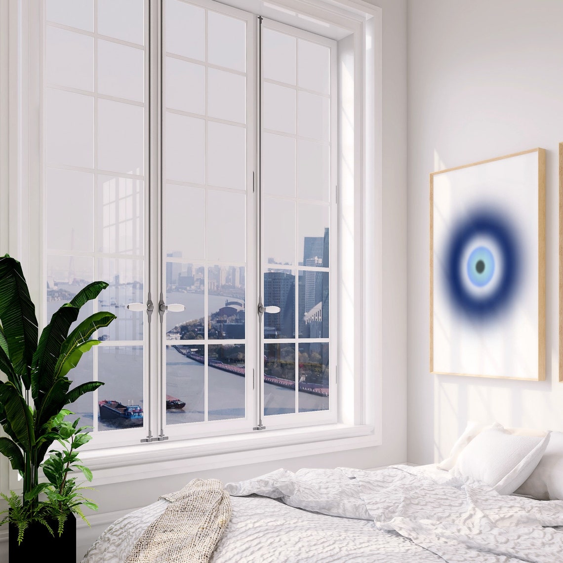 Evil Eye Nazar Aura Blue Gradient Spiritual Protection Art Poster - Image 2