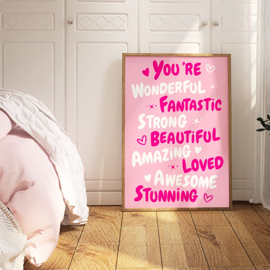 You Are Amazing Print, Pink Preppy 70s Poster - Image 2