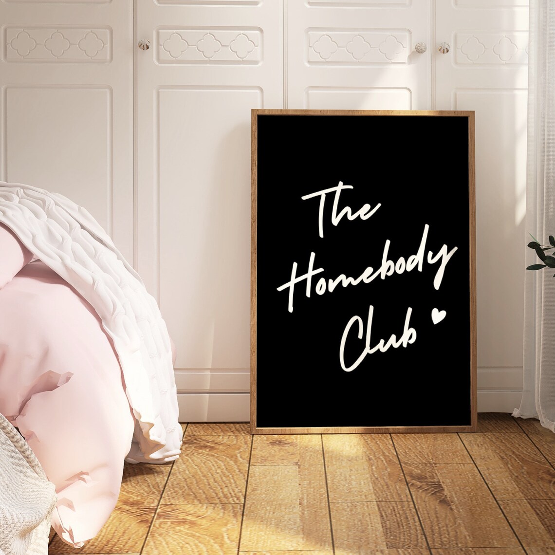 The Homebody Club White Script Black Introvert Cozy Quote Poster - Image 3