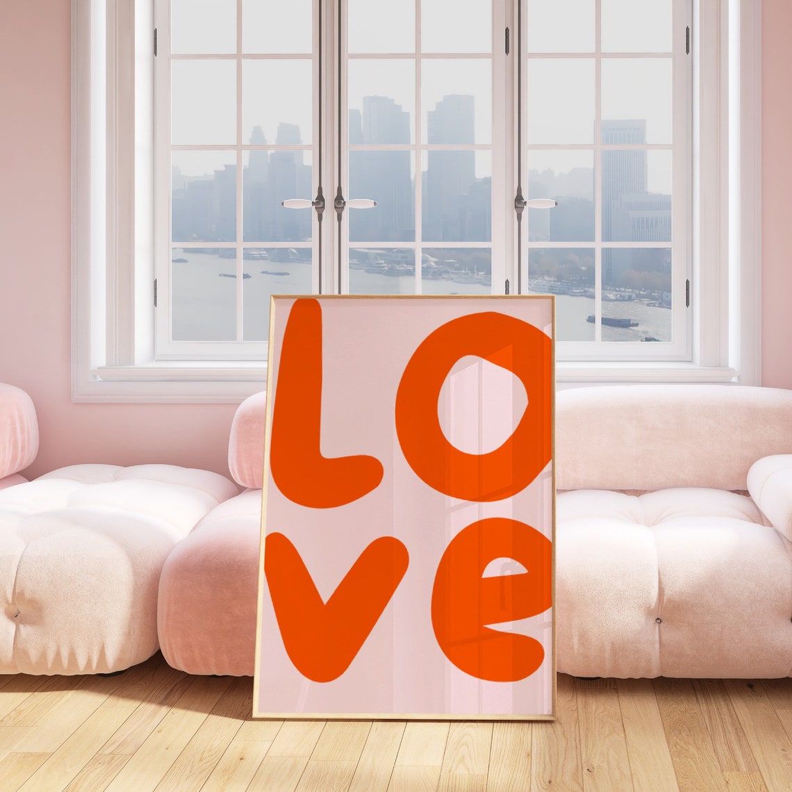Love Red Bubble Letters Pink Background Retro Y2K Poster Wall Decor - Image 2