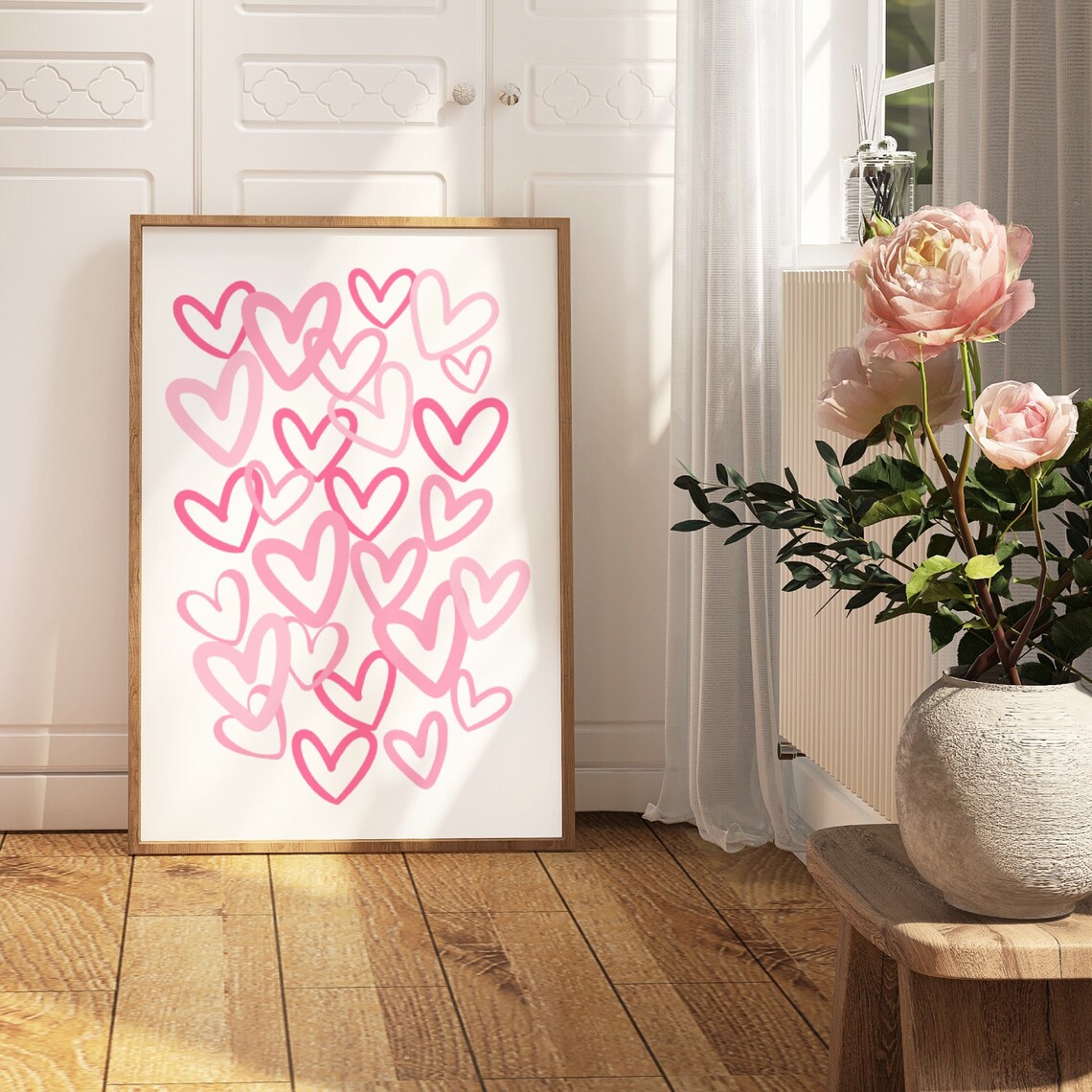 Pink Hearts Print, Preppy Graffiti Wall Art - Image 4