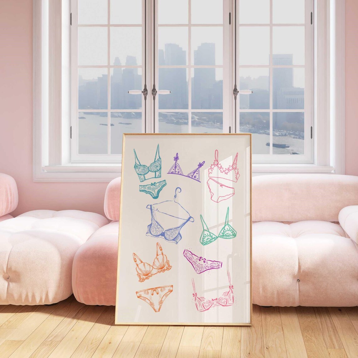 Colorful Lingerie Illustration Bras Panties Coquette Wall Poster - Image 2
