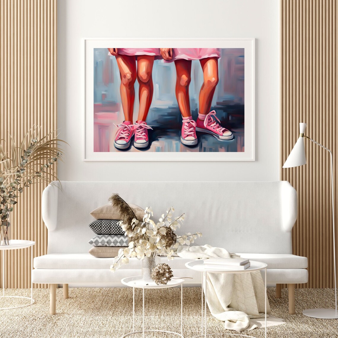 Two Girls Pink Sneakers Legs Painting Friendship BFF Wall Poster - Image 3