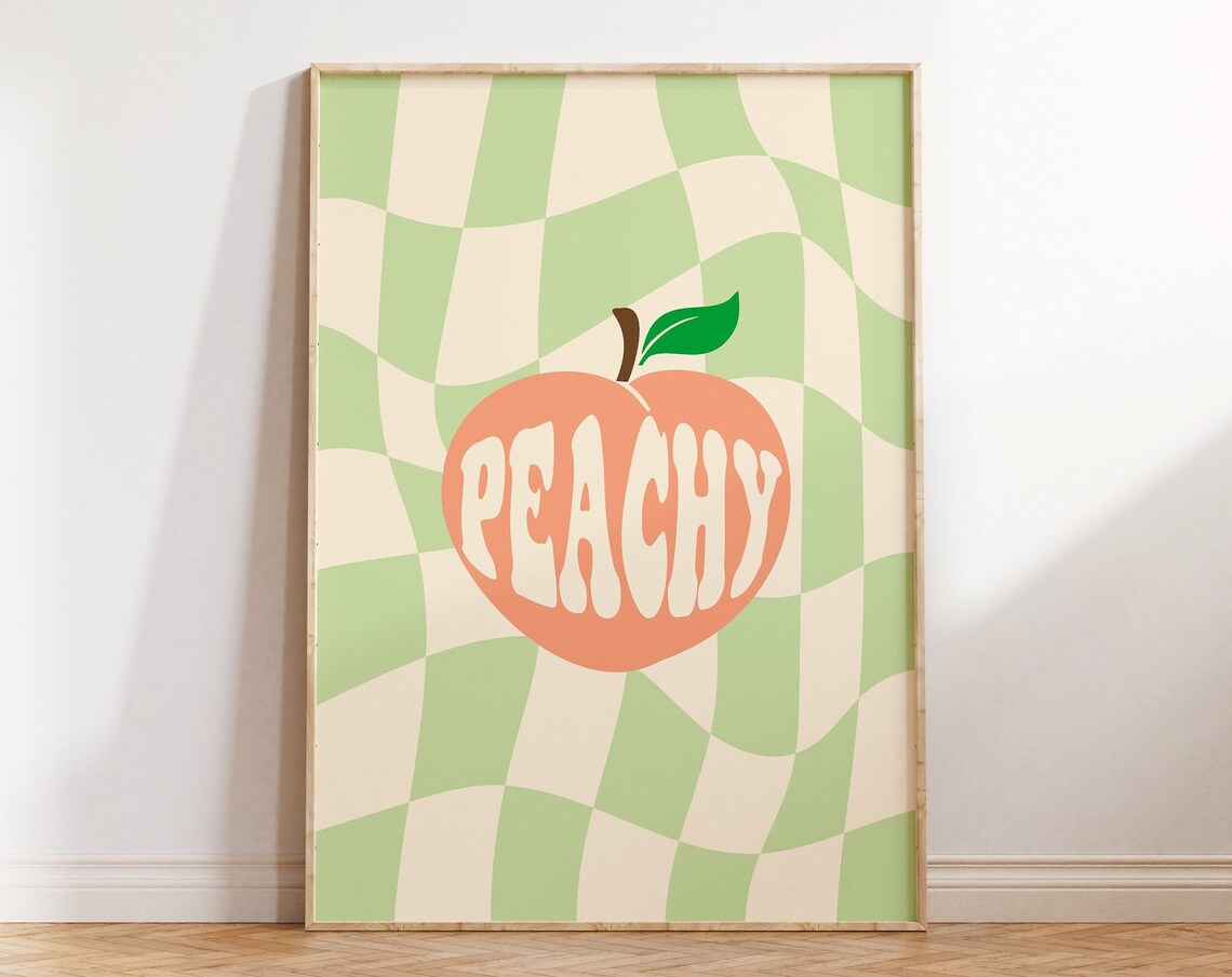 Peachy Retro Bathroom Toilet Art Print