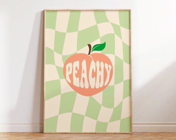 Peachy Retro Bathroom Toilet Art Print