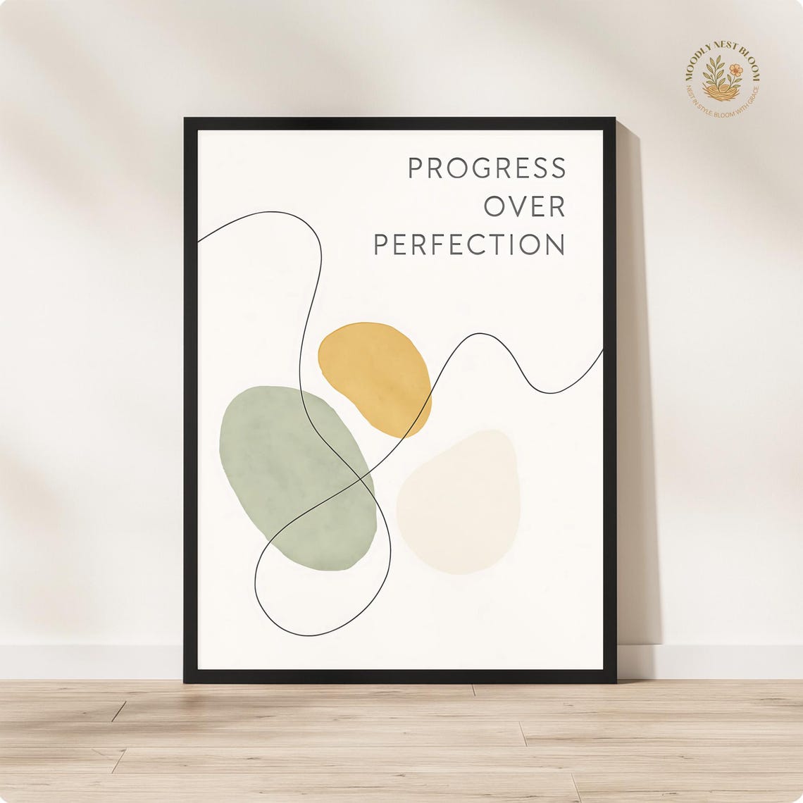 Progress Over Perfection Minimalist Abstract Boho Quote Poster