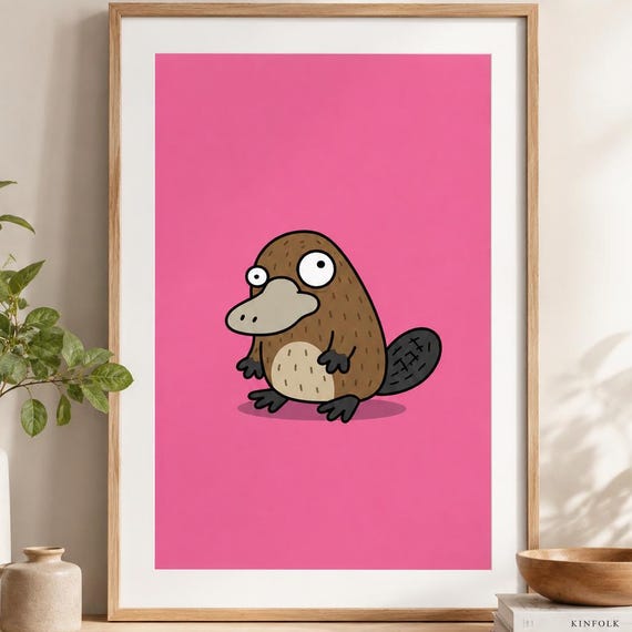 Natures Spare Parts Platypus Poster, Quirky Art Print