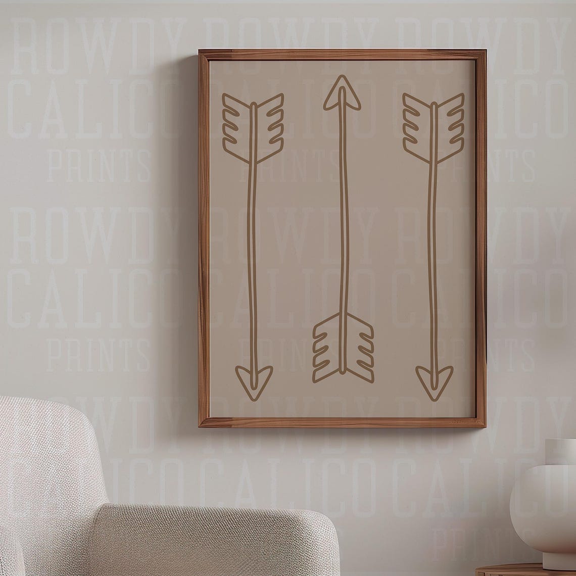Three Minimalist Tan Arrows Line Art Western Home Decor Poster