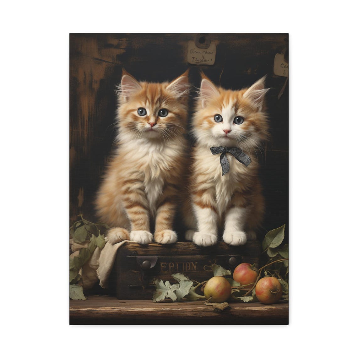 Two Orange Kittens Vintage Suitcase Adorable Cat Portrait Poster