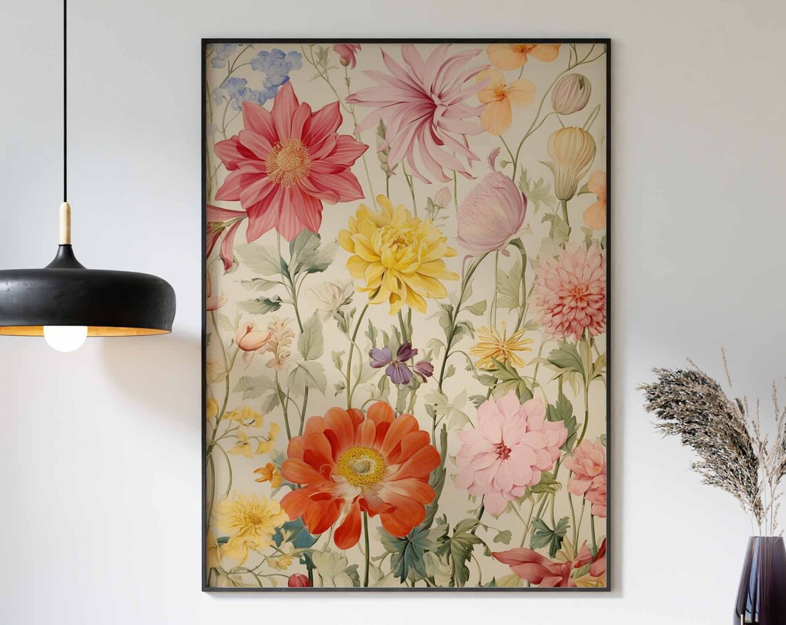 Vintage Wildflower Garden Bouquet Botanical Floral Wall Poster
