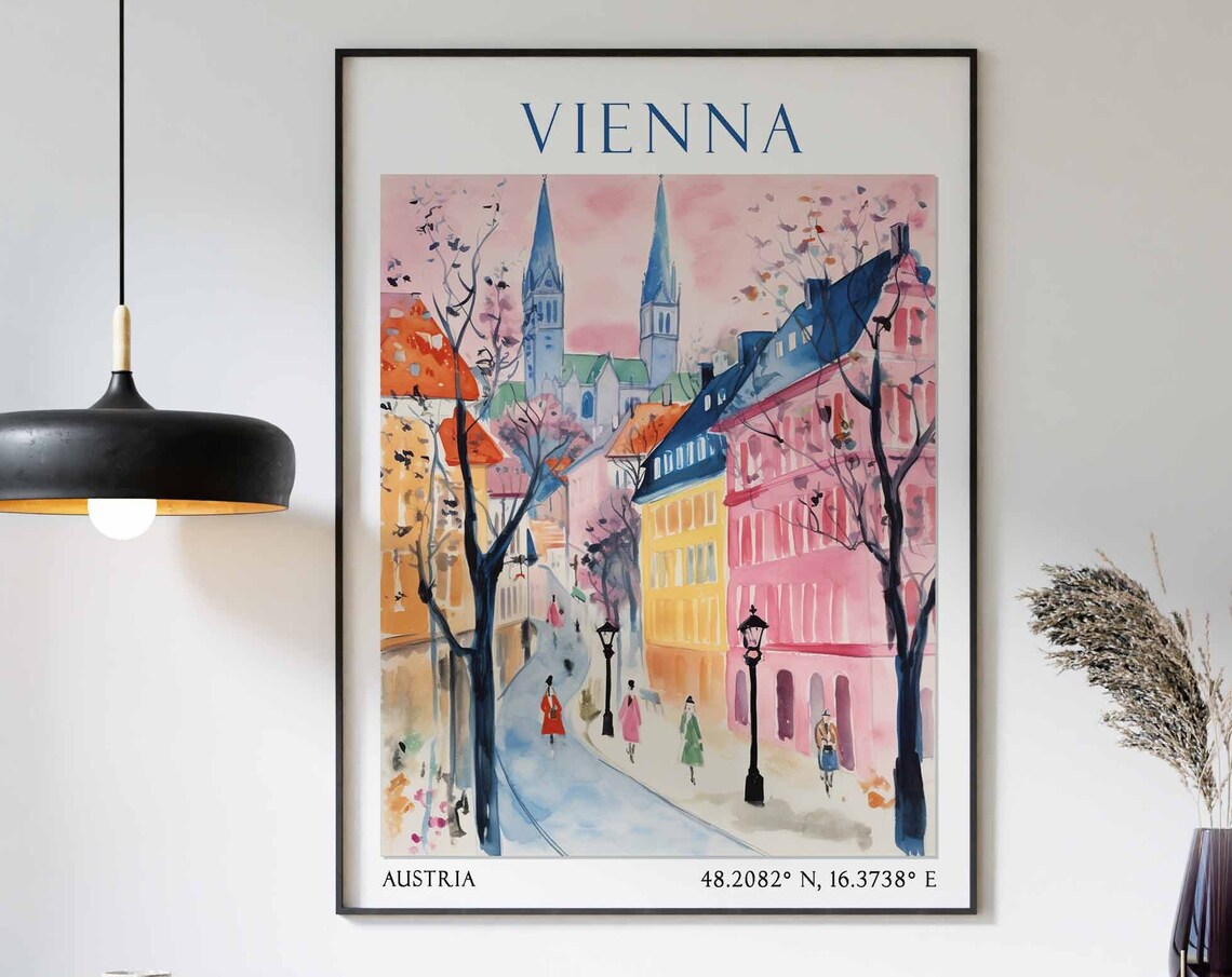 Vienna Travel Print Vienna Travel Poster Austria Wall Art Austrian Travel Decor Vienna Travel Gift Vienna Art Print Vintage Wall Art