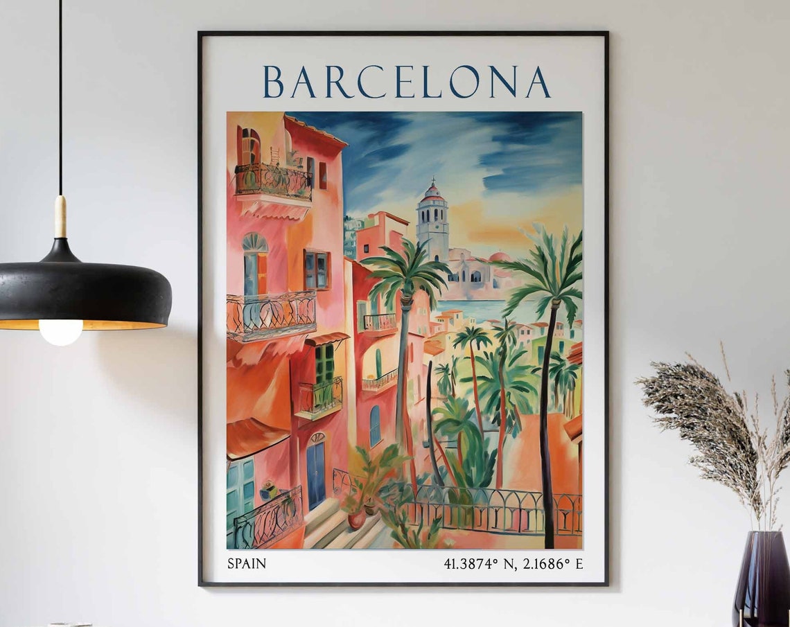 Barcelona Travel Print Barcelona Travel Poster Spain Travel Decor European Travel Decor Spain Travel Wall Art Barcelona Travel Gift