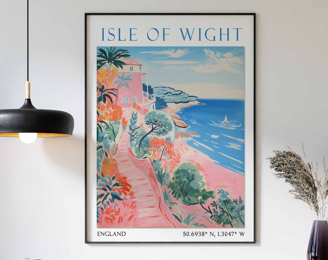 Isle Of Wight Travel Print Isle Of Wight Travel Poster England Wall Art Coastal Print English Wall Art Travel Gift Seaside Wall Art