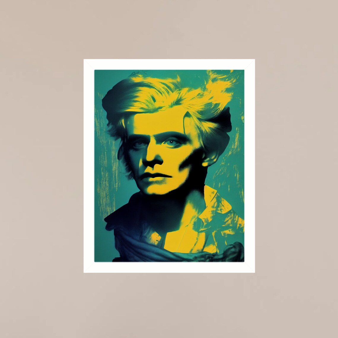 Hades Greek God Neon Pop Art Bust Teal Yellow Mythology Poster - Image 3