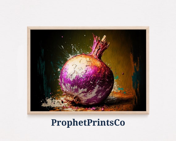 Purple Onion Poster Print Retro Kitchen Wall Art Onion Lover Gift Modern Vegetable Home Dcor Wall Art Digitial