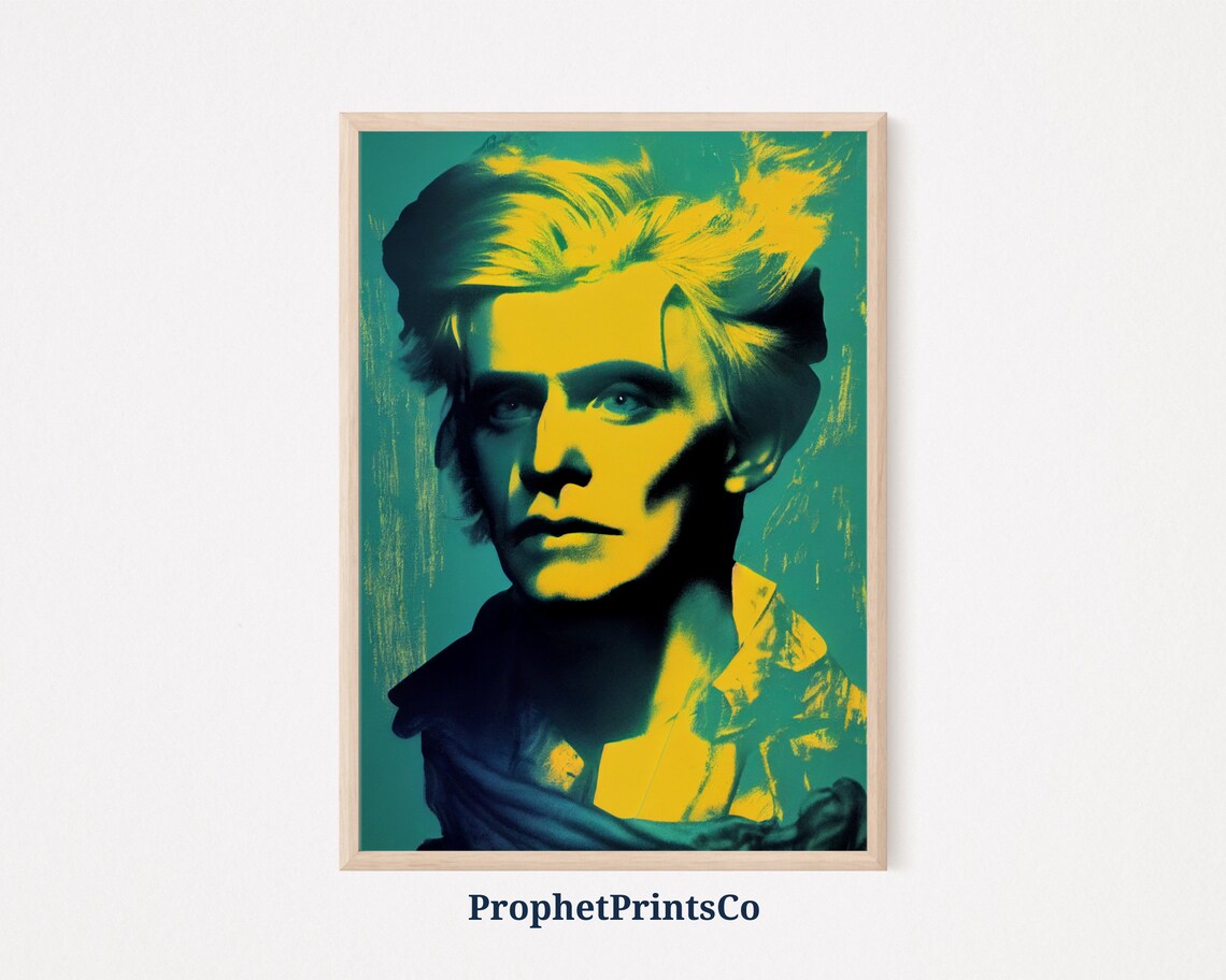 Hades Greek God Neon Pop Art Bust Teal Yellow Mythology Poster
