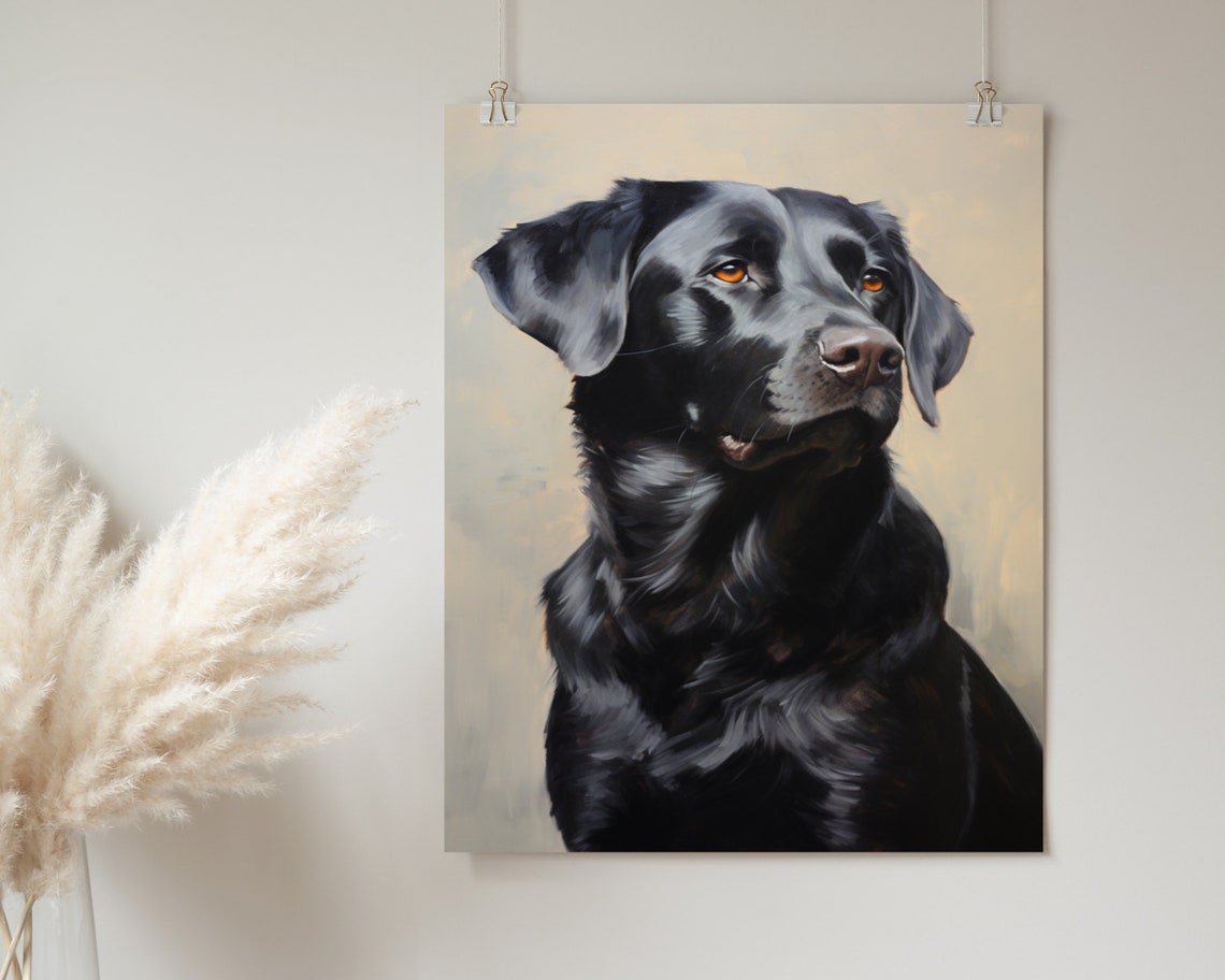 Cute Labrador Art Black Lab Puppy Nursery Art Dog Lover Gift Black Labrador Print Wall Art - Image 2