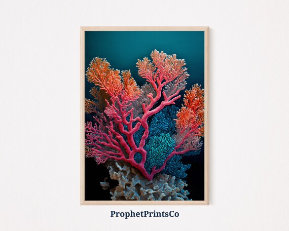 Coral Reef Poster Print Colorful Nautical Wall Art Ocean Lover Gift Beach House Home Dcor Wall Art Digitial
