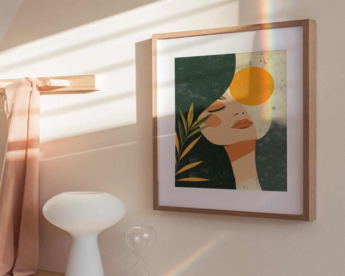 Sunlit Woman Profile Art Print Minimalist Wall Art Boho Home Decor Feminine Art Print Modern Art - Image 3