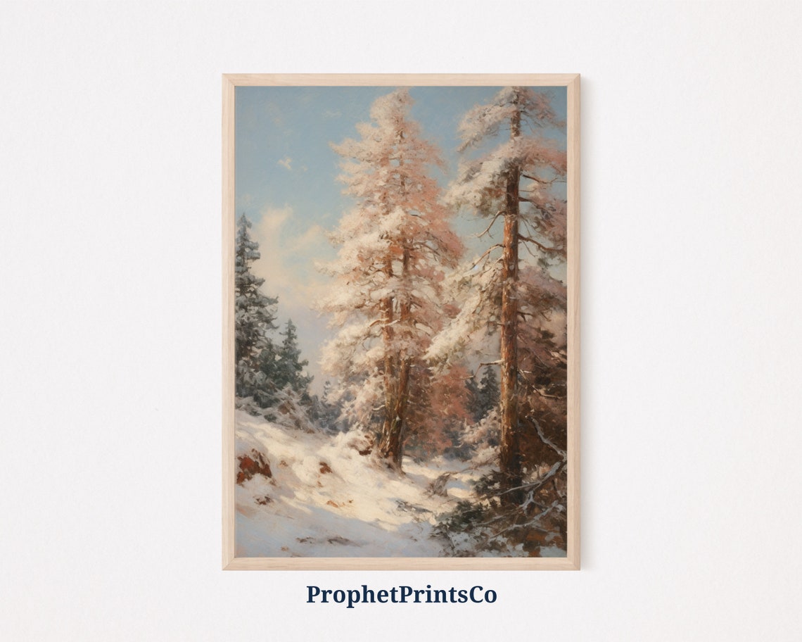 Pine Trees Print Forest Print Pine Tree Forest Wall Art Winter Wall Decor Winter Pine Forest Wall Art