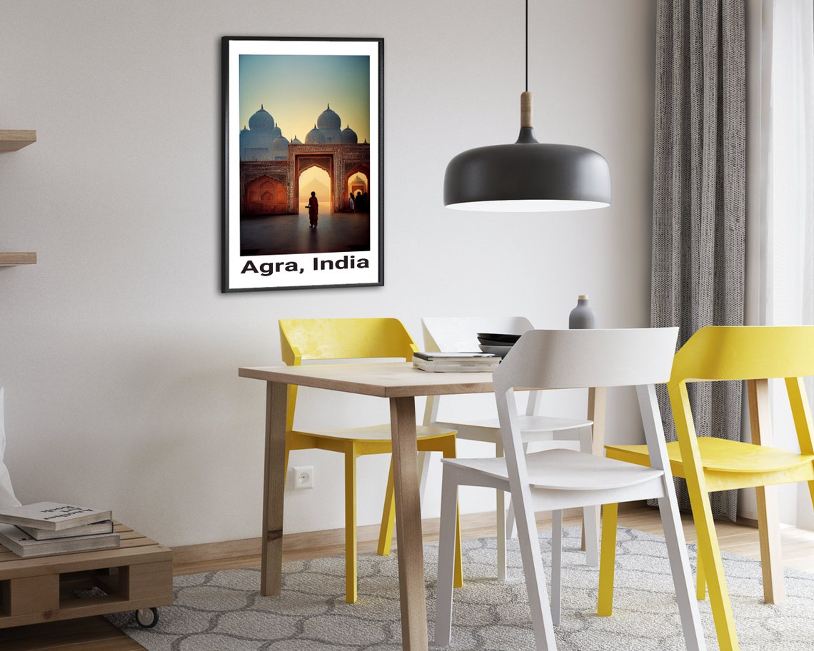 Agra India Domed Gateway at Sunset Warm Travel Photography Poster - Image 2