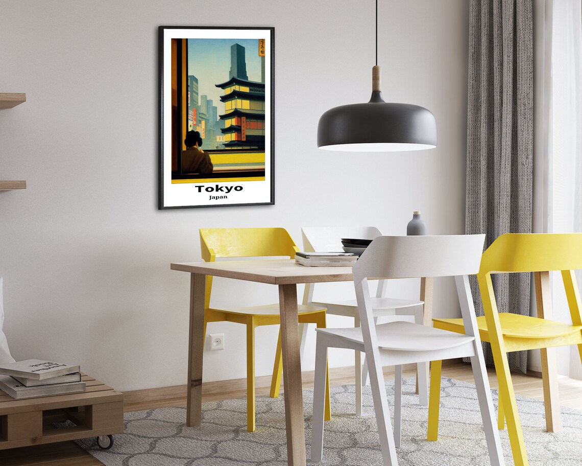 Tokyo Japan Temple and Skyscrapers City View Vintage Travel Poster - Image 2