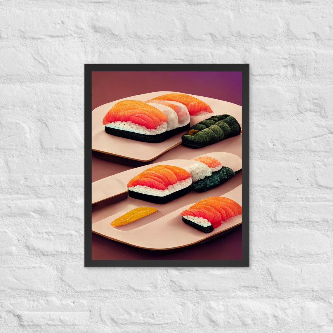 Retro Salmon Nigiri Sushi Plate Fun Pop Art Kitchen Wall Poster - Image 3