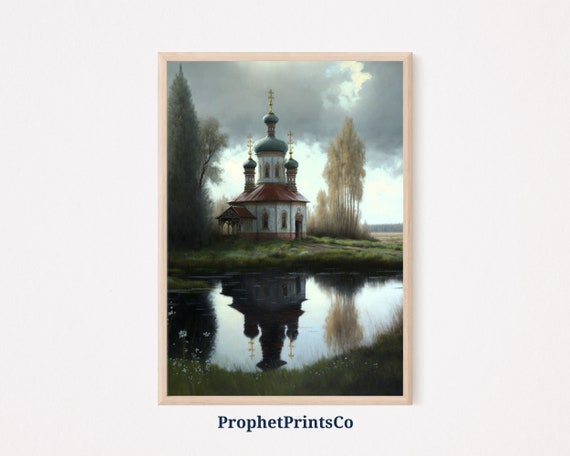 Russian Landscape Poster Print Moody Oil Painting Art Russia Travel Gift Farmhouse Home Dcor Wall Art Digitial