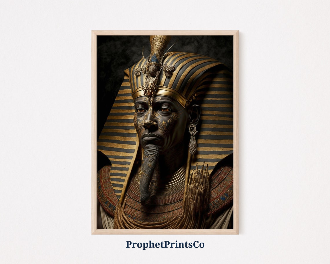 Majestic Egyptian Pharaoh With False Beard Gold Black Art Poster