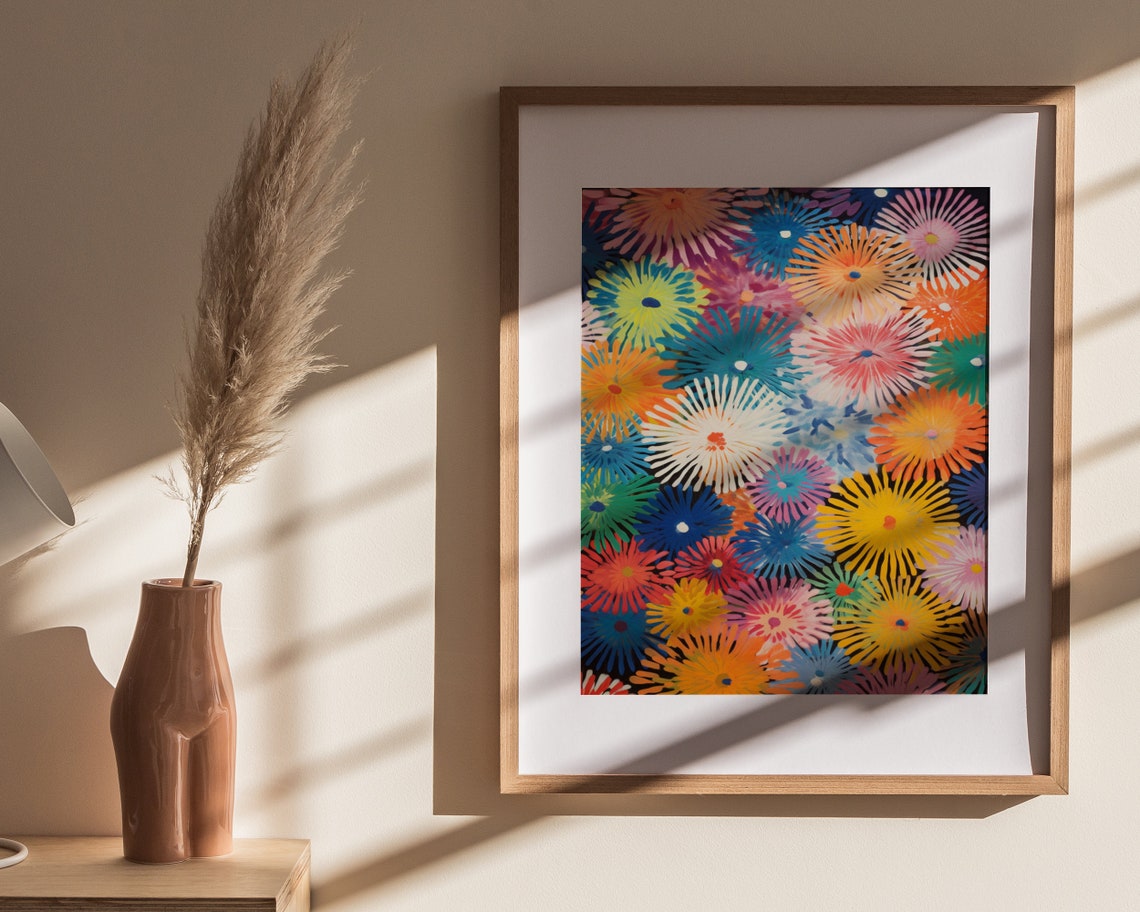 Electric Flower Burst Pattern Multicolor Retro Pop Art Poster - Image 4