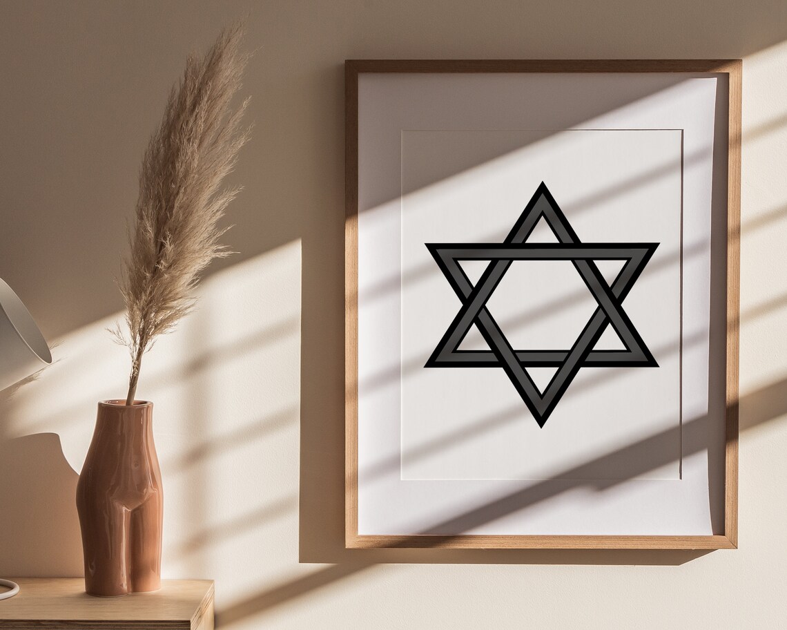 Black Star of David Minimalist Jewish Religious Symbol Art Poster - Image 4