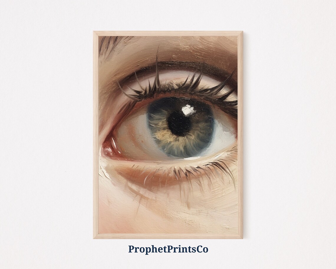 Blue Grey Eye Side Glance Impasto Oil Portrait Detail Poster