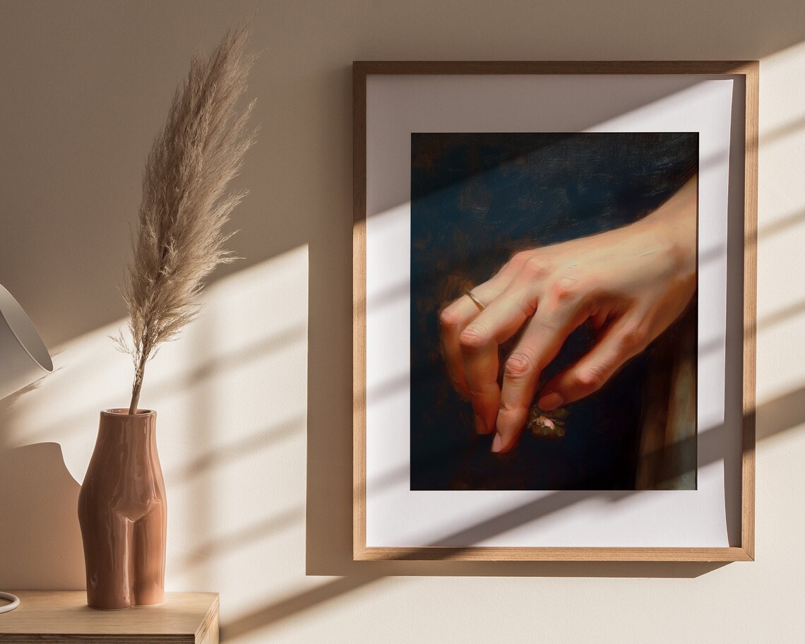 Woman Hand Holding Flower Dark Moody Elegant Detail Art Poster - Image 4