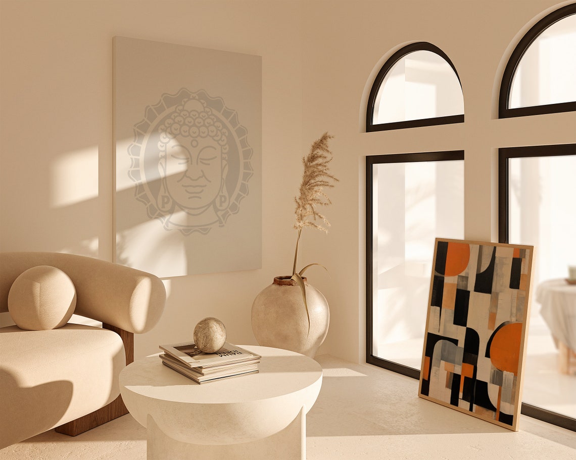 Bold Geometric Abstract Orange Circle Black Cream Modern Poster - Image 3