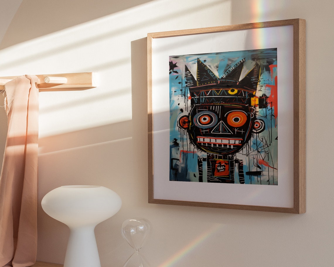 Basquiat Inspired Crown Graffiti Face Urban Neo Expressionist Poster - Image 3